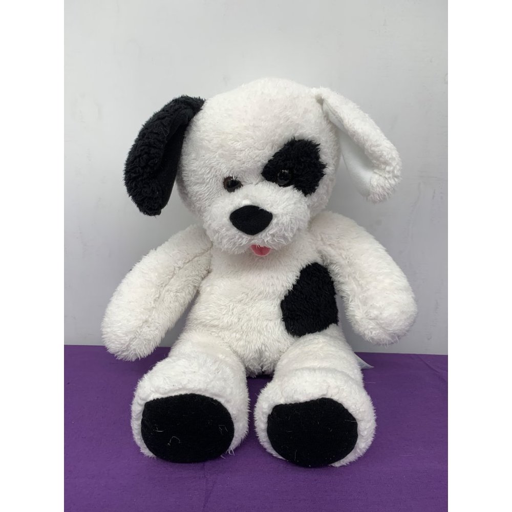 2015 Build-A-Bear Workshop Black White Cookies and Cream Puppy 16 inch Plush Stu